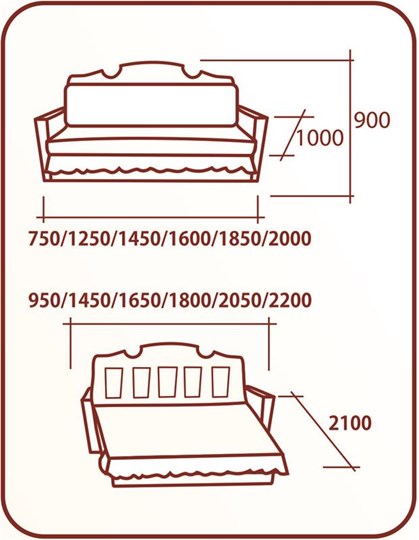 Прямой диван Аккордеон Бук 155 классика, пруж. Змейка в Челябинске - изображение 1